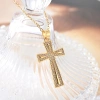 New copper-plated real gold cross necklace jewelry for cross-border trade from Europe and America, simple pendant, Southeast Asian trend, versatile, retro zircon inlaid Item Picture